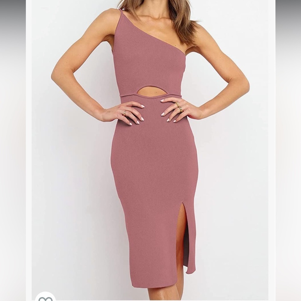 One Shoulder Knit Bodycon Dress - Large